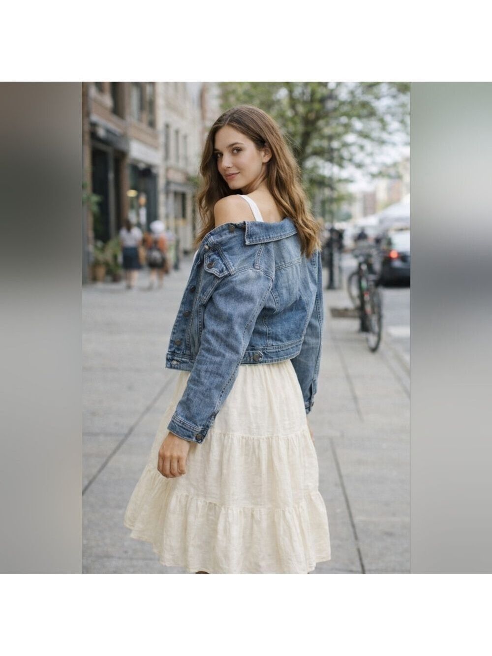 Mossimo Cropped Trucker Jacket Classic Blue Jean Jacket Casual Layering - Picture 8 of 14